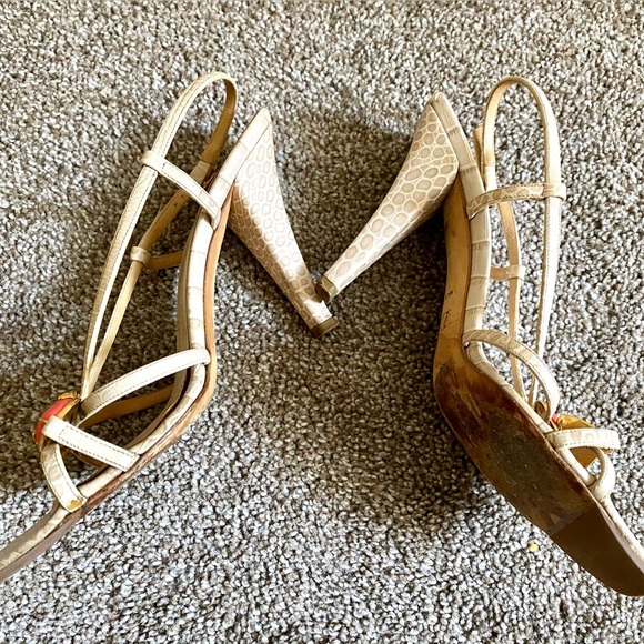 DIOR Tan Croc Embossed Jewelled Slingback Sandals EU 37.5 - Picture 6 of 8